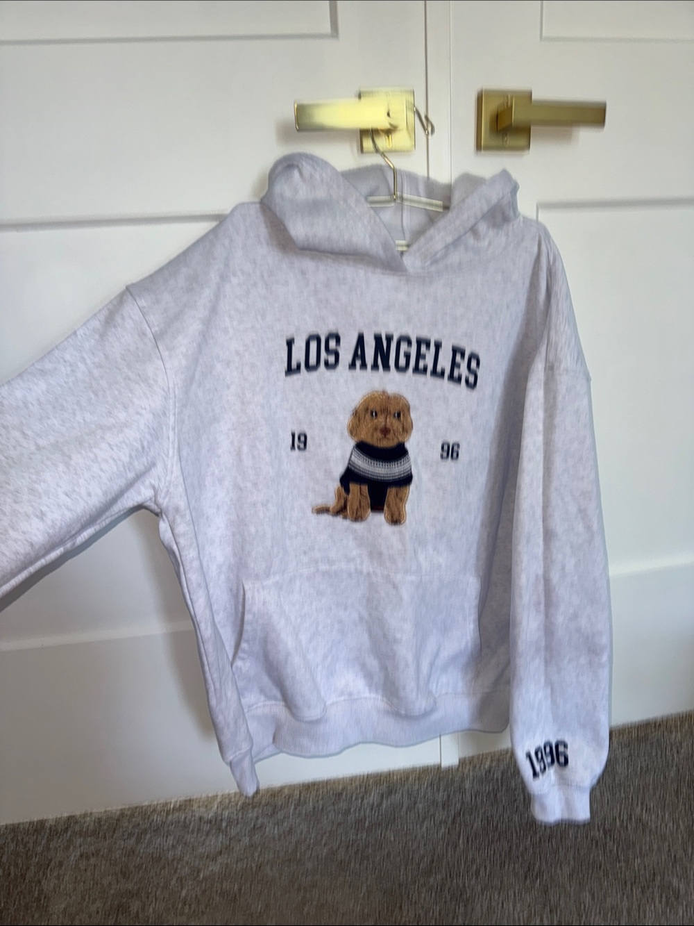 Light Gray 'Los Angeles' Dog Graphic Hoodie
